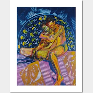 Beautiful colourful nude lovers Posters and Art